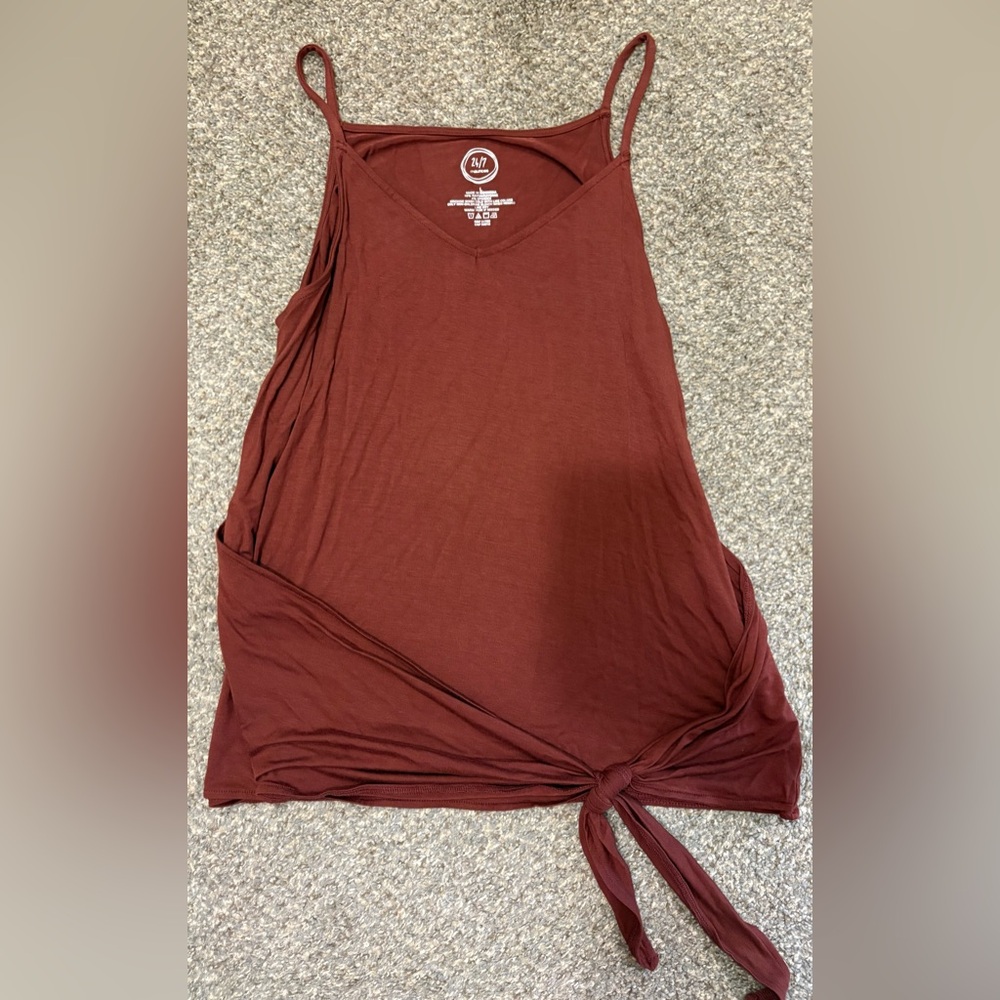 Maurices Red Tie Front Tank Top Relaxed Fit